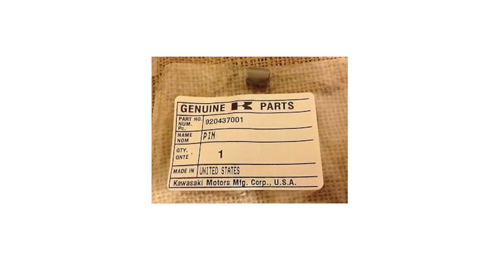 Kawasaki Replacement Part # 92043-7001 pin: Taper Pins